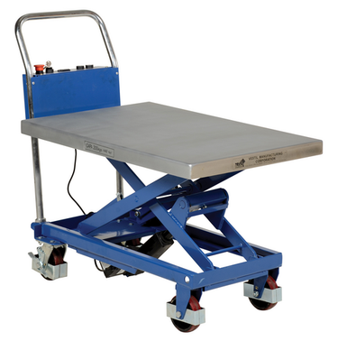 Steel Linear Elevating Cart 23-5/8 In. x 35-1/2 In. 400 Lb. Capacity Blue/Silver